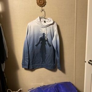 Men's Blue Ombre Hoodie with Graphic Design